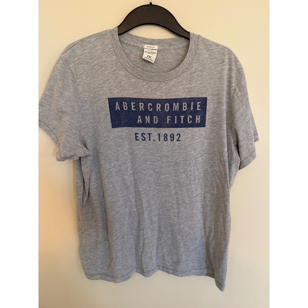 Abercrombie & Fitch Mens Muscle Fit Graphic T-Shirt Grey Blue EST 1892 XXL - Picture 5 of 7